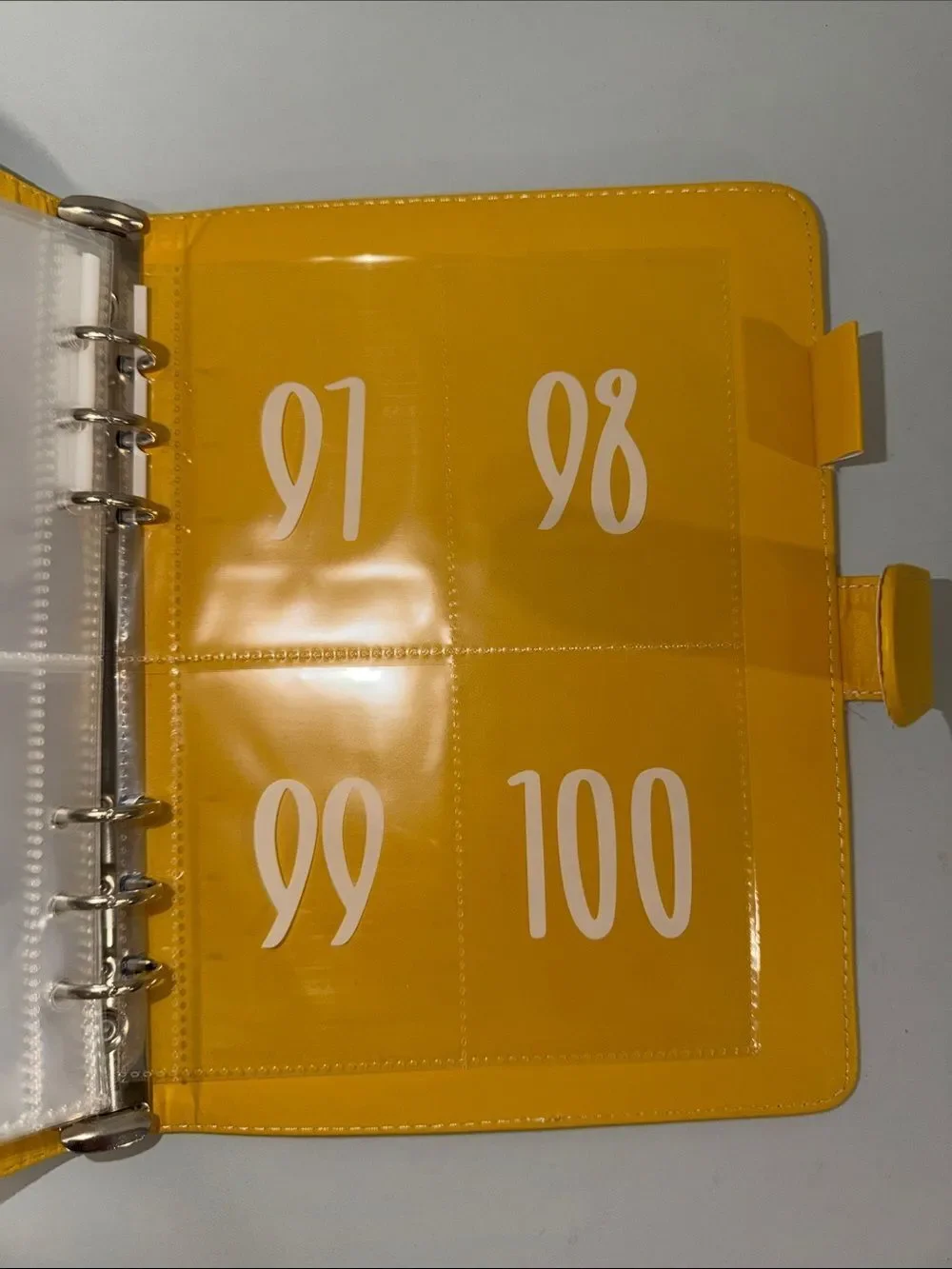 Faux Leather Gold White 100 Envelope Savings Challenge
